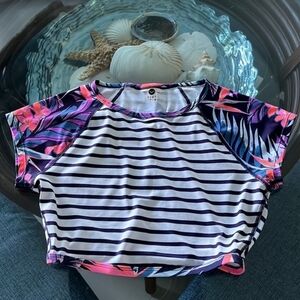 Roxy Girls Striped Swim Top Size 10 (Girls)